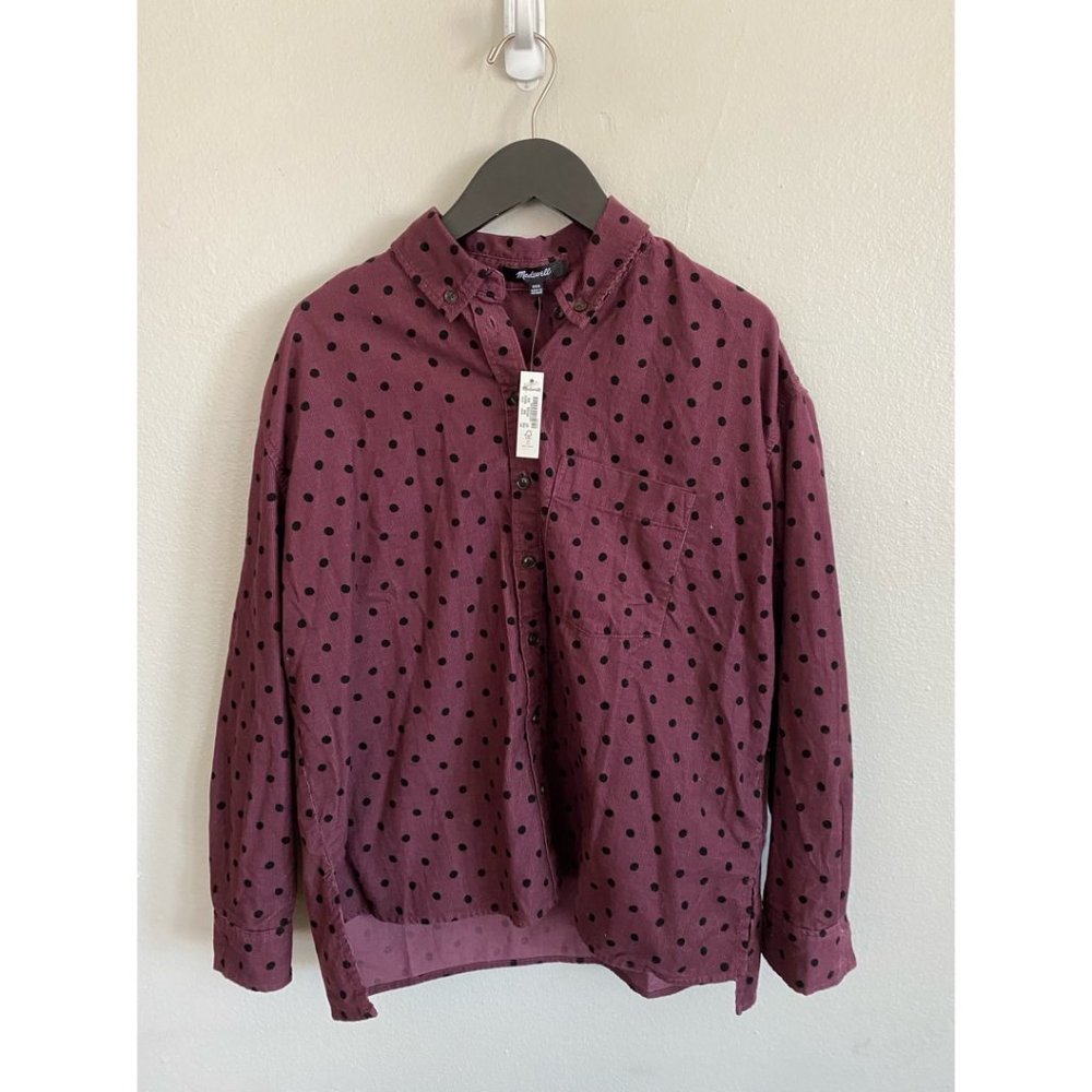 NWT Madewell Shirred Corduroy Westlake Shirt in Oval Dot